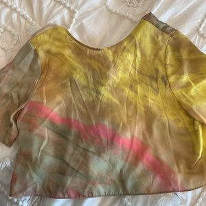 Zara watercolor cropped silky top
